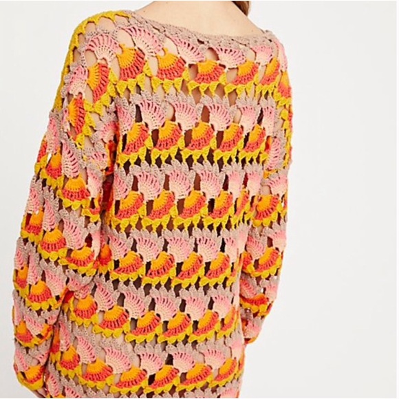 🆕Free People Multi Color Crochet Sweater - Picture 2 of 7